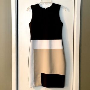 Reed Black White Geometric Print Fitted Spandex Dress